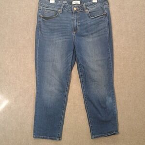 Sonoma Women's Denim Capri Pants‎ Mid Rise Stretch Medium Wash 34x24 *FLAW*